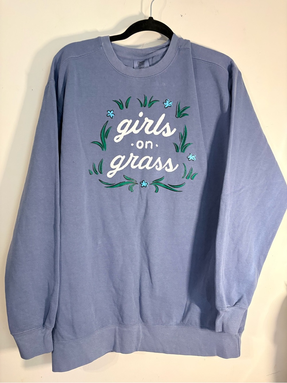 Comfort Colors Lavender Blue 'Girls on Grass' Crewneck Sweatshirt